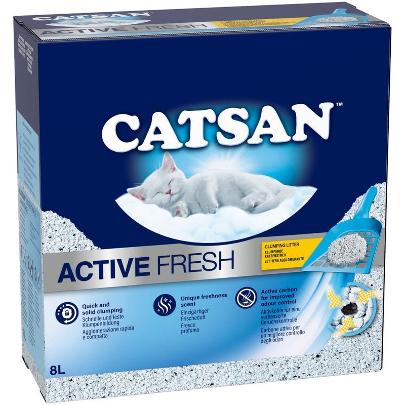Litière agglomérante Catsan Active Fresh pour chat 8 L