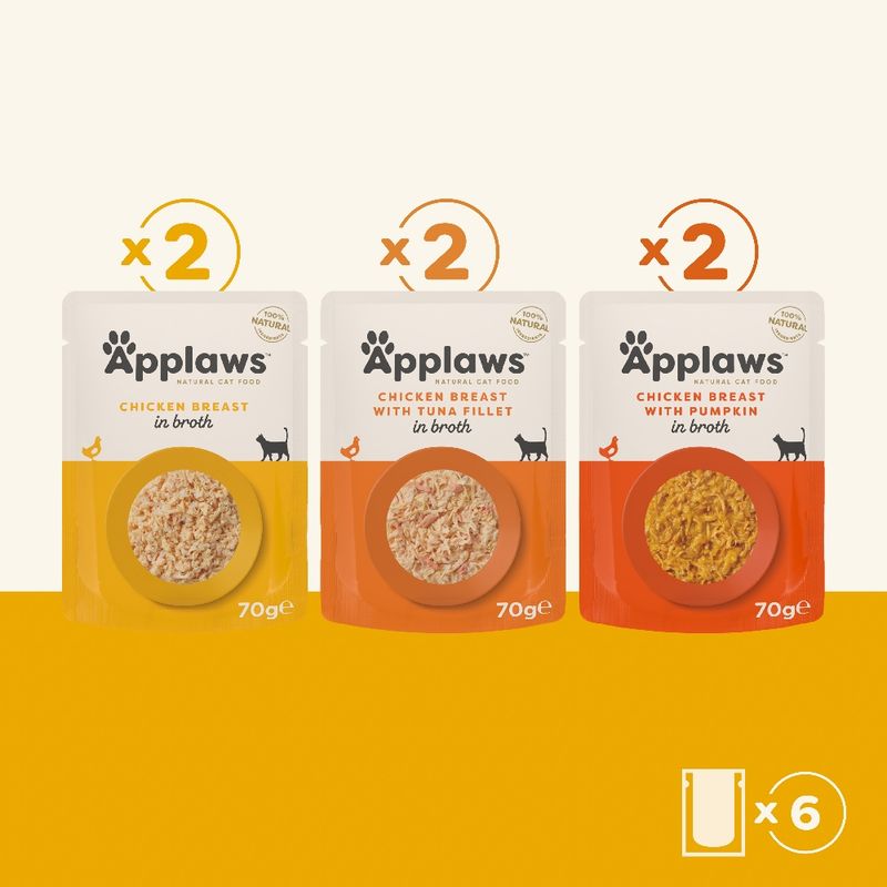 Applaws Pouches with Broth 6 x 70g