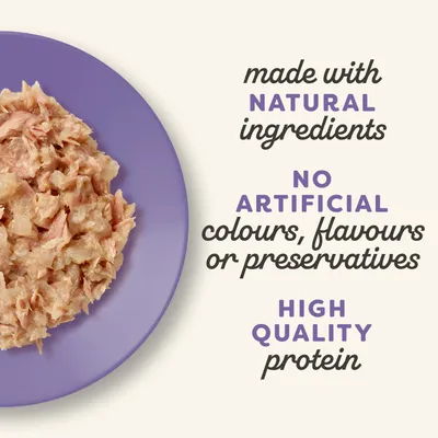 Made with natural ingredients, no artificial colourings, flavours or preservatives, high-quality protein. Made with natural ingredients, no artificial colourings, flavours or preservatives, high-quality protein.
