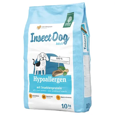 Green Petfood InsectDog Adult, hypoallergen, mit Insektenprotein, 10 kg, Made in Germany, getreidefrei, unterstützt Haut & Fell, 100% klimapositiv.
