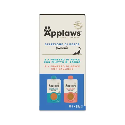Applaws Cat Selezione di Pesce Fumetto 4 x 85 g - Selezione di Pesce: Fumetto con Filetto di Tonno, Fumetto con Salmone Applaws Cat Selezione di Pesce Fumetto 4 x 85 g - Selezione di Pesce: Fumetto con Filetto di Tonno, Fumetto con Salmone