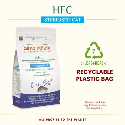 Almo Nature HFC Longevity Sterilised com robalo e dourada