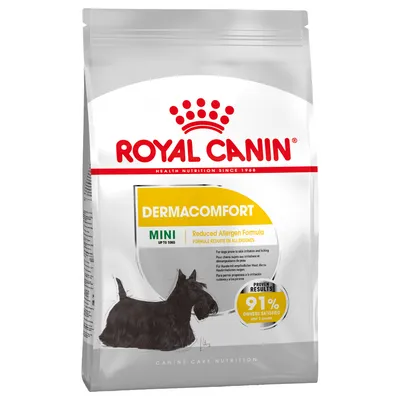 Royal Canin Dermacomfort Mini bis 10kg, reduzierte Allergen-Formel. 91% Besitzer zufrieden nach 2 Monaten. Für Hunde mit Hautreizungen und Juckreiz.