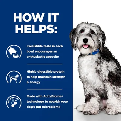 Product benefits: encourages appetite, contains highly digestible protein for strength and energy, made with ActivBiome+ technology to support gut microbiome.