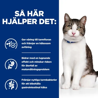 Så här hjälper det: Ger näring till tarmfloran och främjar en hälsosam avföring. Bidrar med en lugnande effekt och minskar risken för återfall av matsmältningsproblem. Främjar nyttiga tarmbakterier.