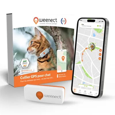 Weenect GPS Tracker XS pour chat - collier inclus - blanc Weenect GPS Tracker XS pour chat - collier inclus - blanc