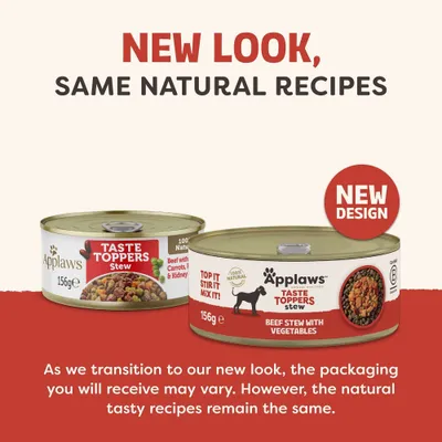 Applaws Taste Toppers Stew, nyt design. Emballagen kan variere, men de naturlige opskrifter forbliver de samme. Oksegryderet med grøntsager, 156 g dåse. Applaws Taste Toppers Stew, nyt design. Emballagen kan variere, men de naturlige opskrifter forbliver de samme. Oksegryderet med grøntsager, 156 g dåse.