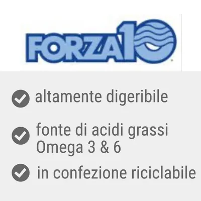FORZA10, altamente digeribile, fonte di acidi grassi Omega 3 & 6, in confezione riciclabile