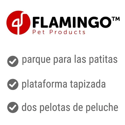 FLAMINGO Pet Products. parque para las patitas, plataforma tapizada, dos pelotas de peluche.