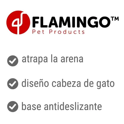 FLAMINGO Pet Products. Atrapa la arena, diseño cabeza de gato, base antideslizante.