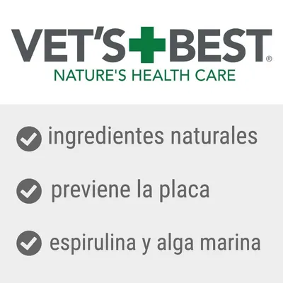 VET'S BEST NATURE'S HEALTH CARE. Ingredientes naturales, previene la placa, espirulina y alga marina.