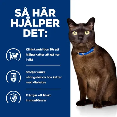 Så här hjälper det: Klinisk nutrition för att hjälpa katter att gå ner i vikt, stödjer unika näringsbehov hos katter med diabetes, främjar ett friskt immunförsvar.