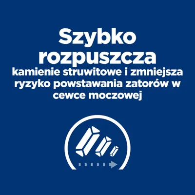 Szybko rozpuszcza kamienie struwitowe i zmniejsza ryzyko powstawania zatorów w cewce moczowej
