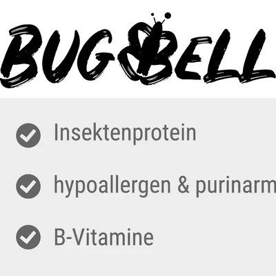 BUGBELL. Insektenprotein, hypoallergen & purinarm, B-Vitamine (текст на немецком языке)