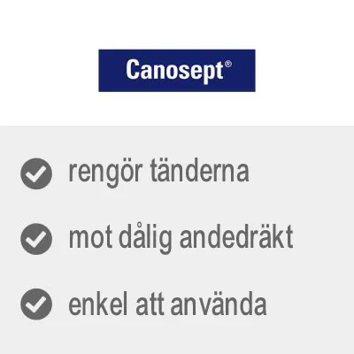 Canosept. rengör tänderna, mot dålig andedräkt, enkel att använda