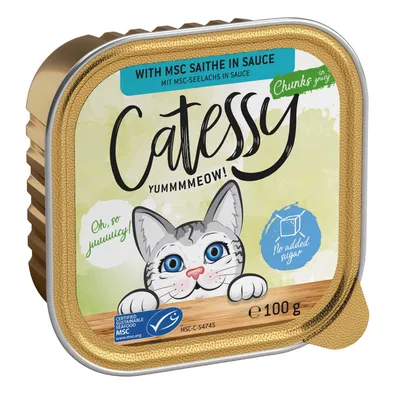 Catessy Chunks în sos cu eglefin MSC, 100g. Fructe de mare certificate sustenabile MSC-C-54745. Fără adaos de zahăr.