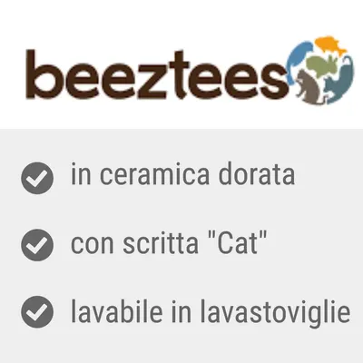 beeztees; in ceramica dorata, con scritta "Cat", lavabile in lavastoviglie