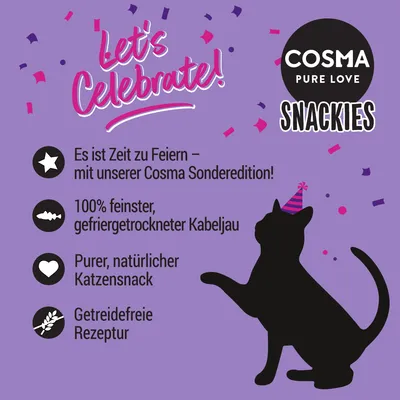 Cosma Snackies специальное издание: 100% лучший лиофилизированный треска. Натуральное лакомство для кошек без зерна.