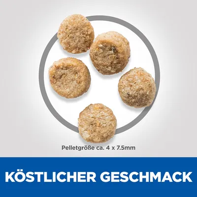 Pelletgrösse ca. 4 x 7,5 mm. Köstlicher Geschmack.