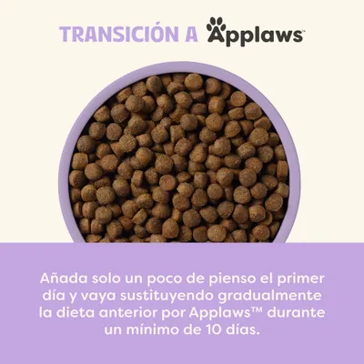Recomendación de alimentación: Añada solo un poco de Applaws el primer día y sustituya gradualmente el alimento anterior durante al menos 10 días.