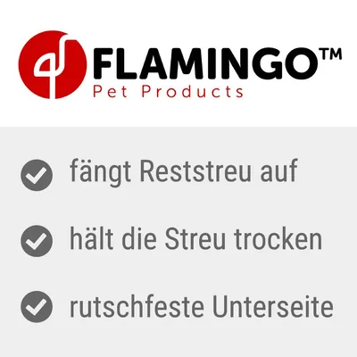 Flamingo Pet Products. Catches leftover litter, keeps litter dry, non-slip underside.