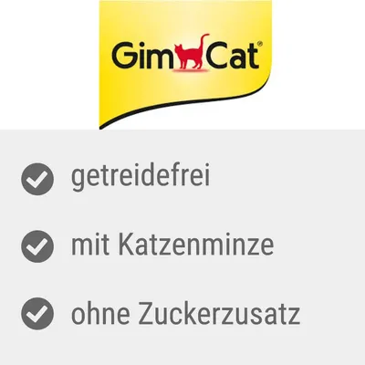 GimCat. Brez žit, z mačjo meto, brez dodanega sladkorja.