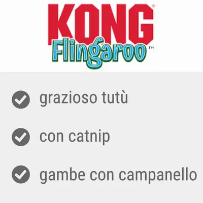 KONG Flingaroo, grazioso tutù, con catnip, gambe con campanello