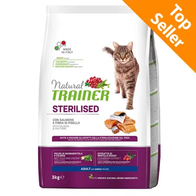 Natural Trainer Stérilisé avec Croquettes de saumon pour chats