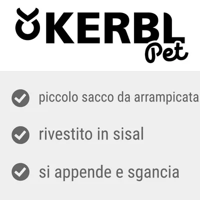 KERBL Pet, piccolo sacco da arrampicata, rivestito in sisal, si appende e sgancia