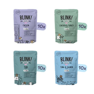 Blink! Kitten Chicken Fillet Recipes in Jelly - Mixed Mega Pack (40 x 85g)