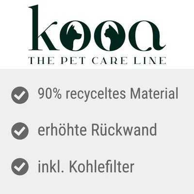 kooa. The Pet Care Line. 90% рециклиран материал, повдигната задна стена, включен въглен филтър.