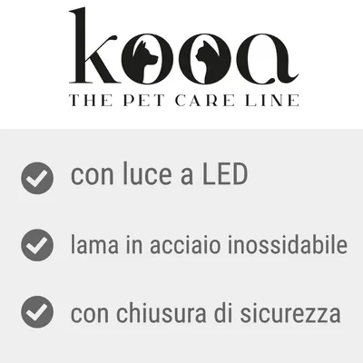 kooa THE PET CARE LINE, con luce a LED, lama in acciaio inossidabile, con chiusura di sicurezza
