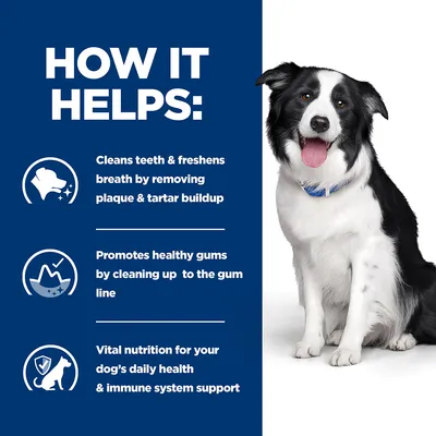 How it helps: cleans teeth and freshens breath by removing plaque and tartar, promotes healthy gums, provides vital nutrition for daily health and immune system support.