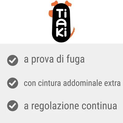 Tiaki. a prova di fuga, con cintura addominale extra, a regolazione continua.