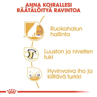 Anna koirallesi räätälöityä ravintoa: Ruokahalun hallinta, Luuston ja nivelten tuki, Hyvinvoiva iho ja kiiltävä turkki