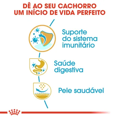 DÊ AO SEU CACHORRO UM INÍCIO DE VIDA PERFEITO. Suporte do sistema imunitário, saúde digestiva, pele saudável.