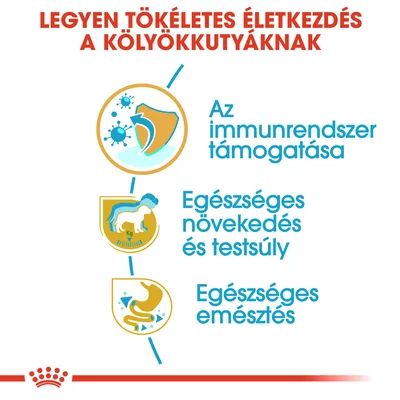 Legyen tökéletes életkezdés a kölyökkutyáknak. Az immunrendszer támogatása, egészséges növekedés és testsúly, egészséges emésztés.