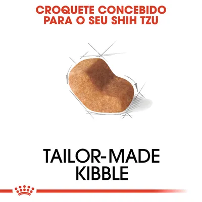Croquete concebido para o seu Shih Tzu. Tailor-made kibble. Imagem de um croquete castanho com formato personalizado.