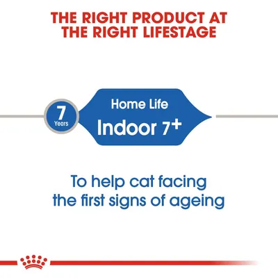 The right product at the right lifestage. 7 years Home Life Indoor 7+. To help cat facing the first signs of ageing.