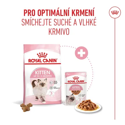 Royal Canin Kitten do 12 měsíců suché a vlhké krmivo. Doporučení: kombinujte suché a vlhké krmivo pro optimální krmení. Royal Canin Kitten do 12 měsíců suché a vlhké krmivo. Doporučení: kombinujte suché a vlhké krmivo pro optimální krmení.