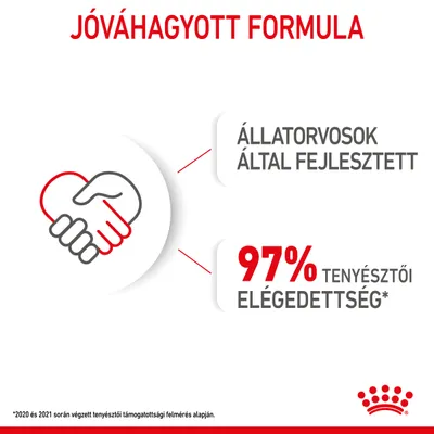 JÓVÁHAGYOTT FORMULA. ÁLLATORVOSOK ÁLTAL FEJLESZTETT. 97% TENYÉSZTŐI ELÉGEDETTSÉG. *2020 és 2021 során végzett tenyésztői támogatottsági felmérés alapján.