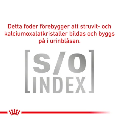 Detta foder förebygger att struvit- och kalciumoxalatkristaller bildas och byggs på i urinblåsan. [s/o] INDEX