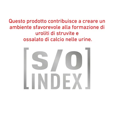 Questo prodotto contribuisce a creare un ambiente sfavorevole alla formazione di uroliti di struvite e ossalato di calcio nelle urine. [s/o] INDEX