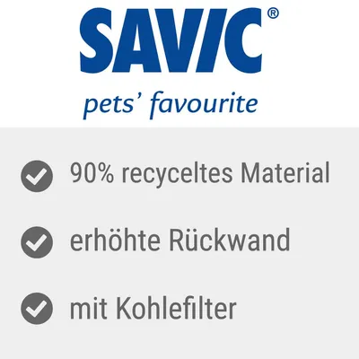Savic. 90% recikliranog materijala, povišeni stražnji zid, s ugljenim filtrom.