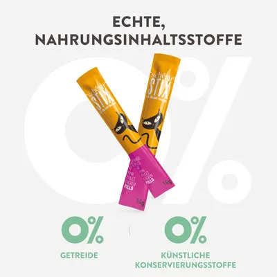 Schesir Stix mit Huhnfilet, echte Nahrungsinhaltsstoffe, 0% Getreide, 0% künstliche Konservierungsstoffe.