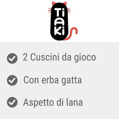Tiaki. 2 Cuscini da gioco, con erba gatta, aspetto di lana.