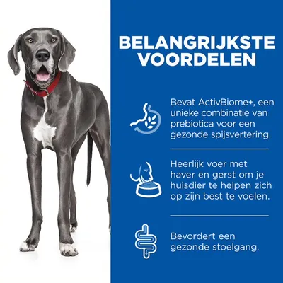BELANGRIJKSTE VOORDELEN: Bevat ActivBiome+, een unieke combinatie van prebiotica voor een gezonde spijsvertering. Heerlijk voer met haver en gerst. Bevordert een gezonde stoelgang.