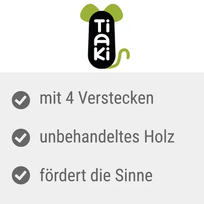 Tiaki. Mit 4 Verstecken, unbehandeltes Holz, fördert die Sinne.