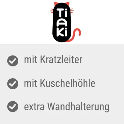 Tiaki. Mit Kratzleiter, mit Kuschelhöhle, extra Wandhalterung.