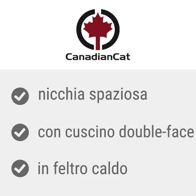 CanadianCat. nicchia spaziosa, con cuscino double-face, in feltro caldo.